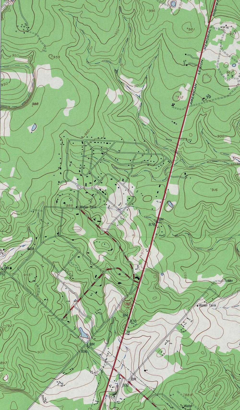 1952 topo map of Hill Country Village and Hollywood Park - Note that upper part of Hollywood Park was undeveloped and Loop 1604 did not exist