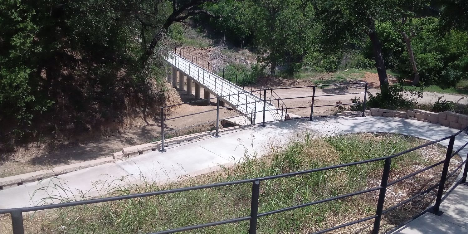 A new switchback and bridge crossing Leon Creek on the Medina River Greenway