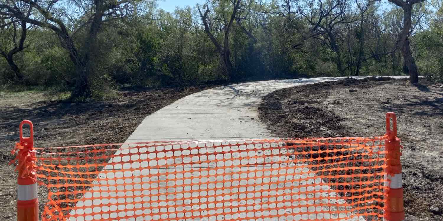 Concrete has been poured for the extension of the Salado Creek Greenway from Southside Lions Park to S.E. Military—Photo: SRR