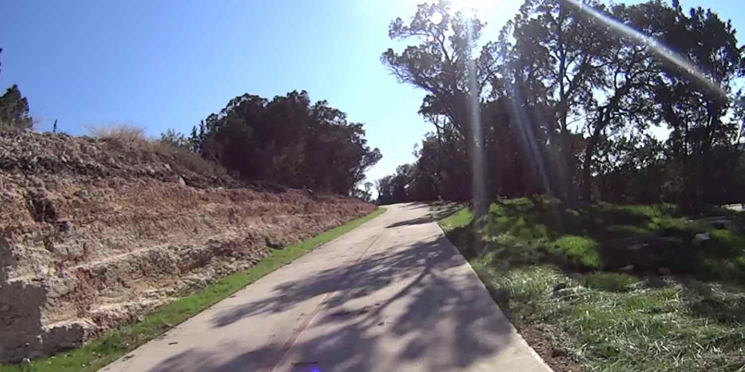5th switchback from the basin on the Leon Creek Greenway switchback at Eisenhower Park—Photo: SRR Video