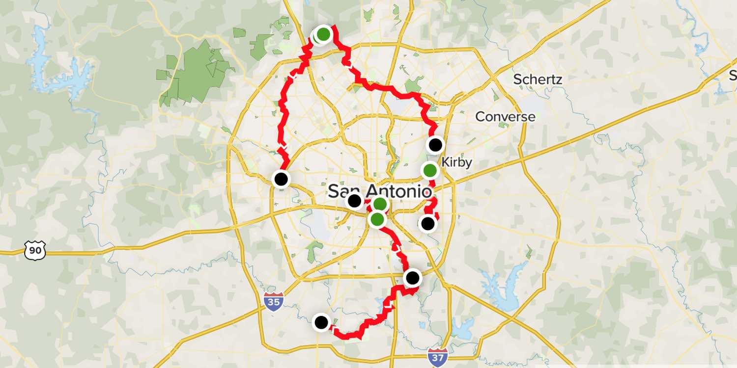Trail map of San Antonio