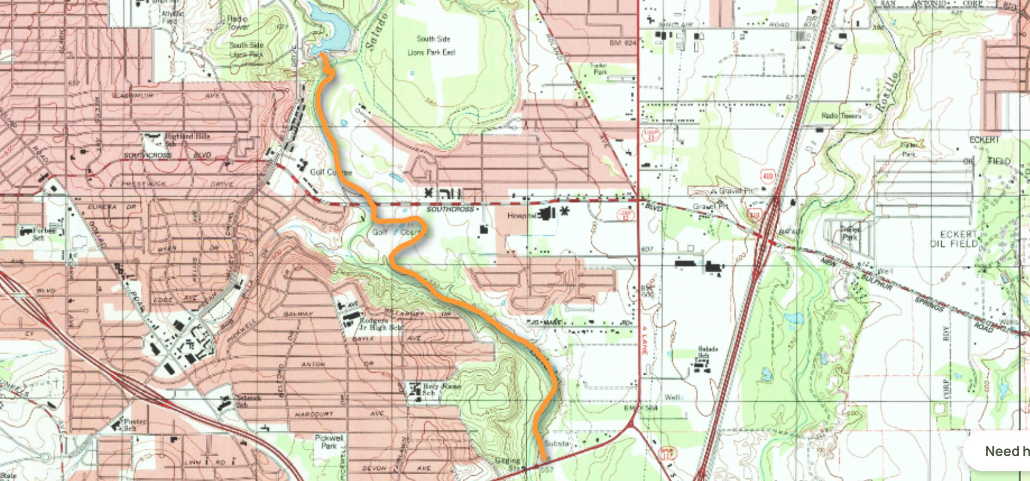 Completed trail connects Southside Lions Park to S.E. Military—Maps: USGS, Graphics: SRR
