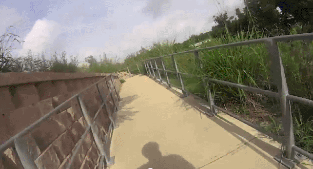 A switchback on original part of the Medina River Greenway